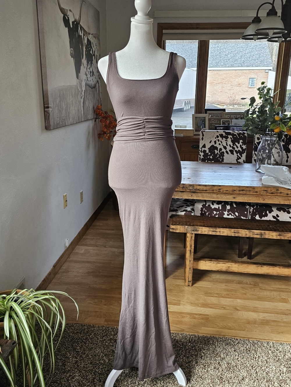 Riot Swim Roxi Ruched Tank Dress Ribbed Ash Size XS - Picture 9 of 14